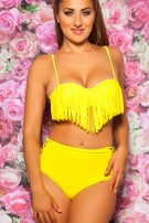 pushup bikini met hoge taille broek geel